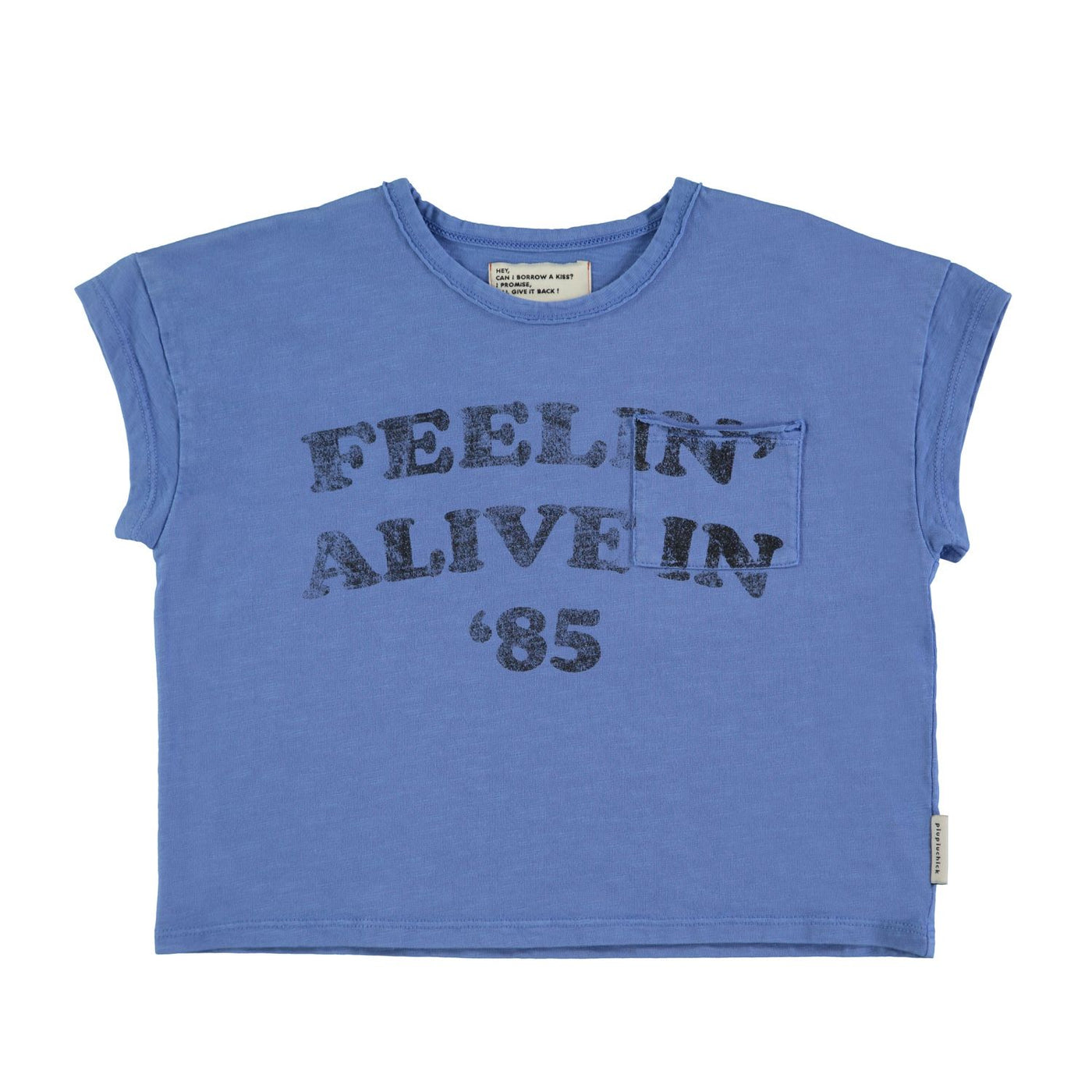 t'shirt | blue w/ "feelin' alive" print