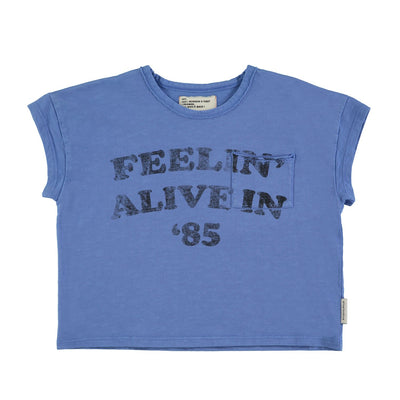 t'shirt | blue w/ "feelin' alive" print