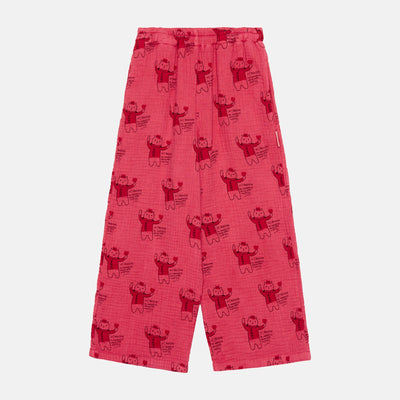 Pantalones rojos con estampado de gatos