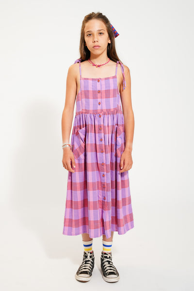 long dress | lavender checkered