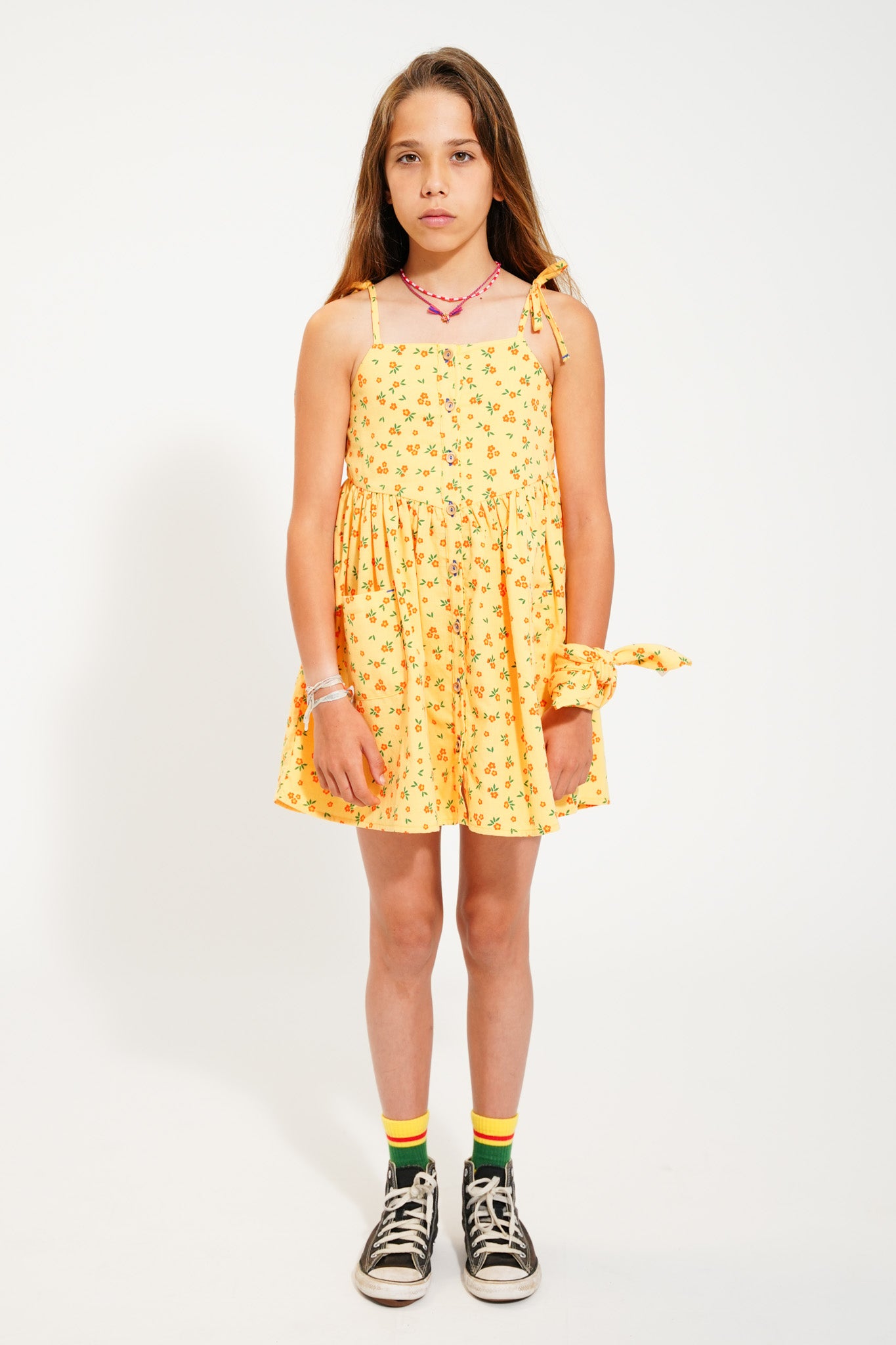 short dress | yellow w/ flowers allover