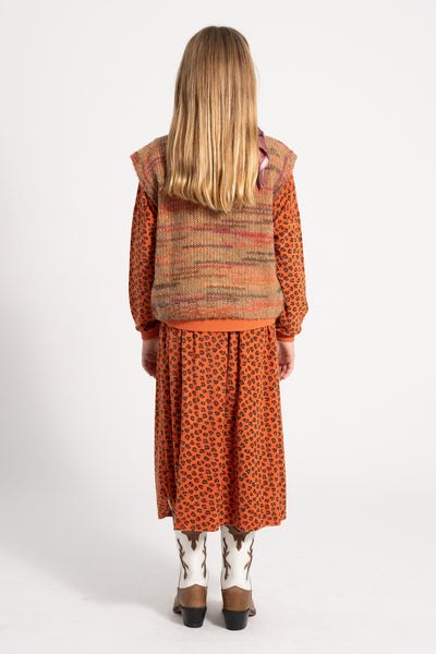 Piupiuchick long terry skirt terracotta w/ animal print