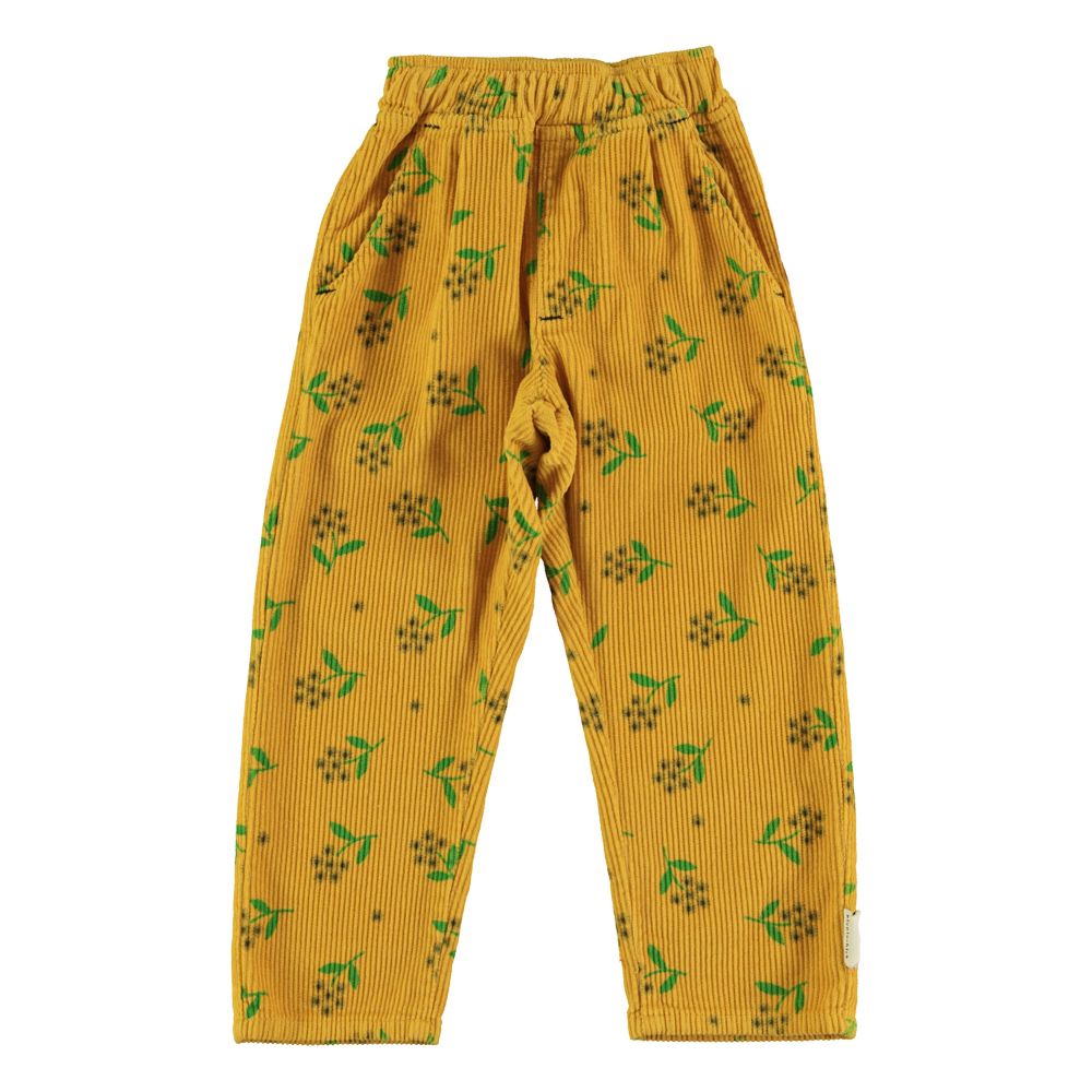 Piupiuchick trousers yellow mustard w/ flowers allover