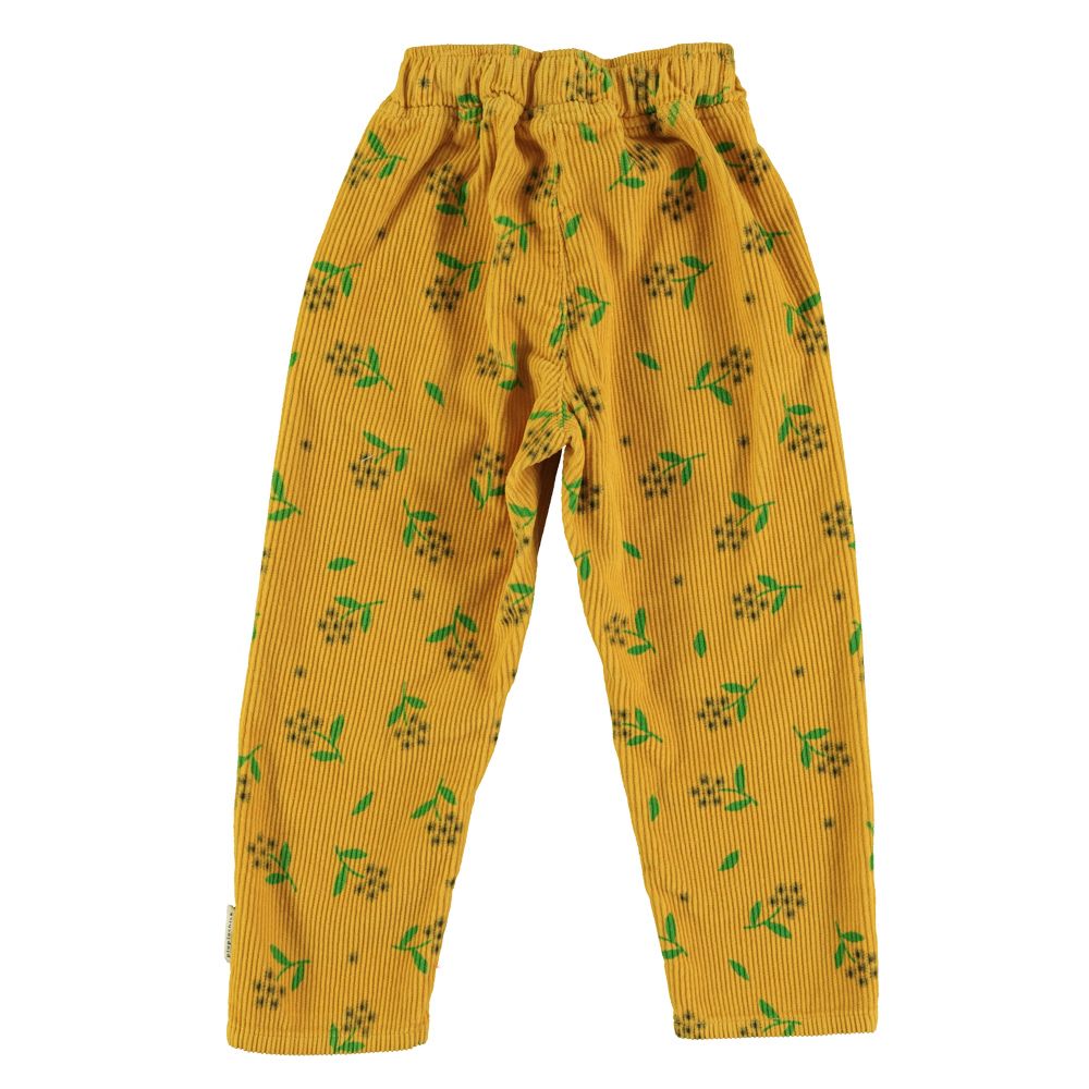 Piupiuchick trousers yellow mustard w/ flowers allover