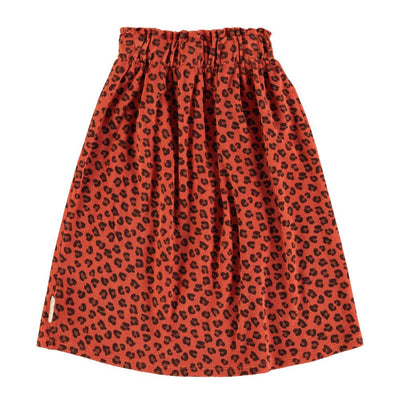 Piupiuchick long terry skirt terracotta w/ animal print