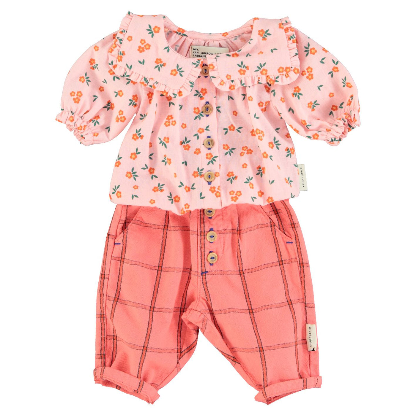 baby unisex trousers | pink checkered