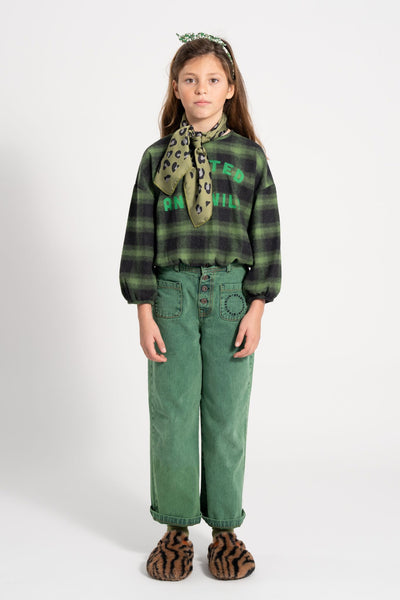 Piupiuchick flare trousers washed green denim