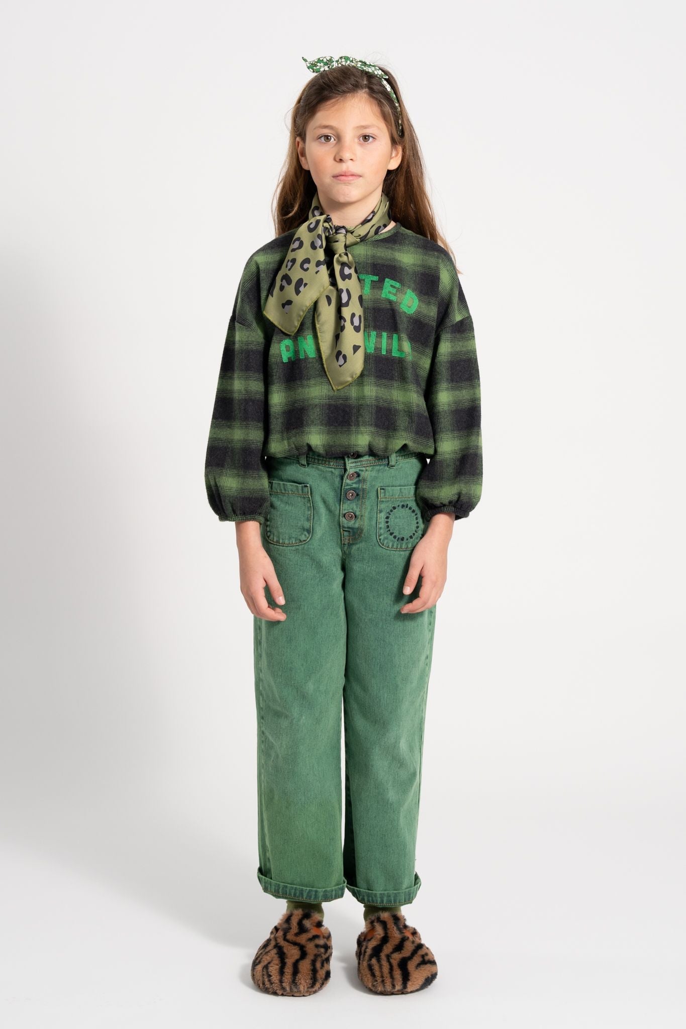 Piupiuchick Flannel blouse green & black checkered